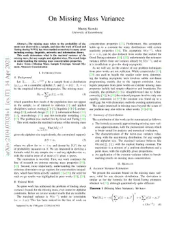 On Missing Mass Variance