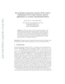 On principal component analysis of the convex combination of two data
  matrices and its application to acoustic metamaterial filters