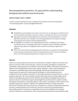 Neural population geometry: An approach for understanding biological and
  artificial neural networks