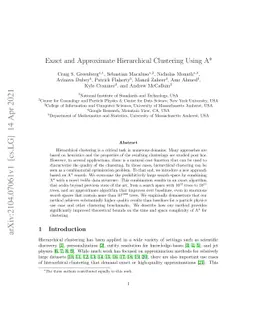 Exact and Approximate Hierarchical Clustering Using A*