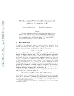 On the Vapnik-Chervonenkis dimension of products of intervals in
  $\mathbb{R}^d$