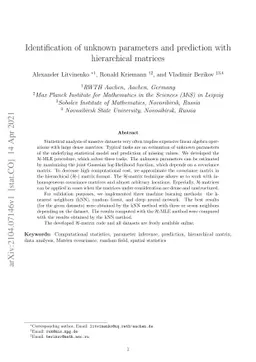 Identification of unknown parameters and prediction with hierarchical
  matrices