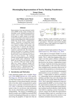 Disentangling Representations of Text by Masking Transformers