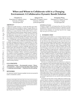 When and Whom to Collaborate with in a Changing Environment: A
  Collaborative Dynamic Bandit Solution
