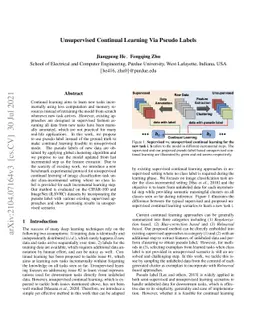 Unsupervised Continual Learning Via Pseudo Labels