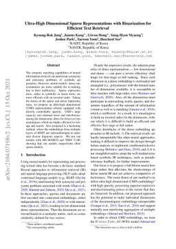 Ultra-High Dimensional Sparse Representations with Binarization for
  Efficient Text Retrieval