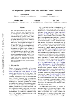 An Alignment-Agnostic Model for Chinese Text Error Correction