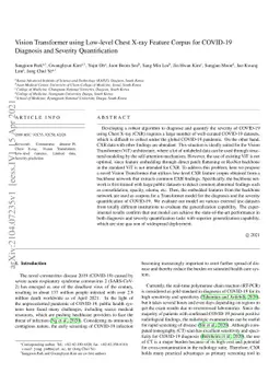 Vision Transformer using Low-level Chest X-ray Feature Corpus for
  COVID-19 Diagnosis and Severity Quantification