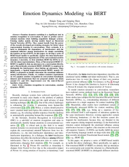 Emotion Dynamics Modeling via BERT