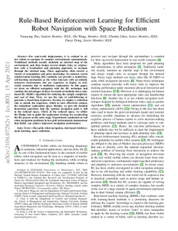 Rule-Based Reinforcement Learning for Efficient Robot Navigation with
  Space Reduction