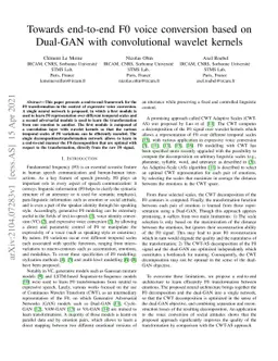Towards end-to-end F0 voice conversion based on Dual-GAN with
  convolutional wavelet kernels