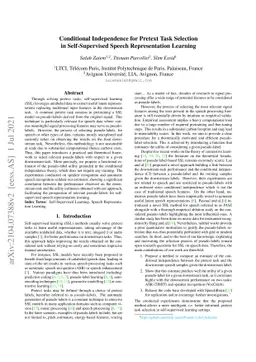 Conditional independence for pretext task selection in Self-supervised
  speech representation learning