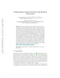 Training Deep Capsule Networks with Residual Connections