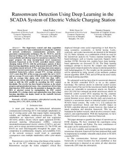 Ransomware Detection Using Deep Learning in the SCADA System of Electric
  Vehicle Charging Station