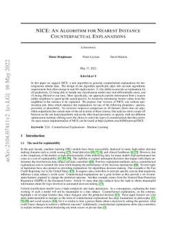 NICE: An Algorithm for Nearest Instance Counterfactual Explanations