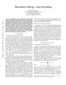 Maximum Entropy Auto-Encoding