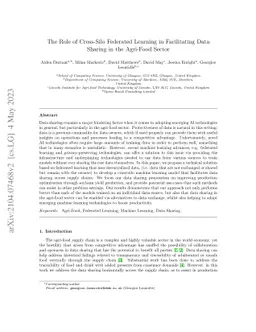 The Role of Cross-Silo Federated Learning in Facilitating Data Sharing
  in the Agri-Food Sector
