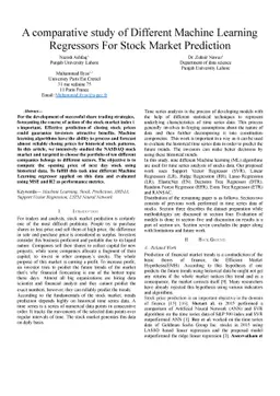 A comparative study of Different Machine Learning Regressors For Stock
  Market Prediction