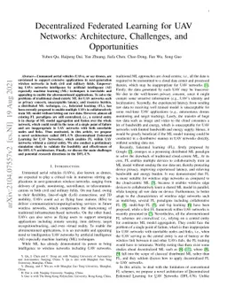 Decentralized Federated Learning for UAV Networks: Architecture,
  Challenges, and Opportunities