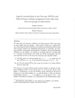 Logical contradictions in the One-way ANOVA and Tukey-Kramer multiple
  comparisons tests with more than two groups of observations