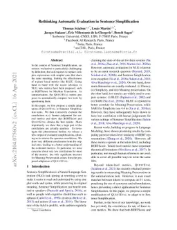 Rethinking Automatic Evaluation in Sentence Simplification