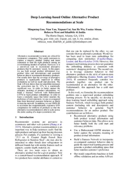 Deep Learning-based Online Alternative Product Recommendations at Scale