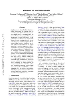 Sometimes We Want Translationese