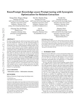 KnowPrompt: Knowledge-aware Prompt-tuning with Synergistic Optimization
  for Relation Extraction