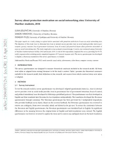 Survey about protection motivation on social networking sites:
  University of Maribor students, 2018