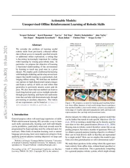 Actionable Models: Unsupervised Offline Reinforcement Learning of
  Robotic Skills
