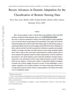 Recent Advances in Domain Adaptation for the Classification of Remote
  Sensing Data