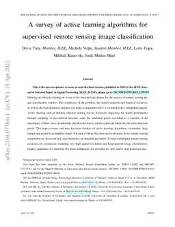 A survey of active learning algorithms for supervised remote sensing
  image classification