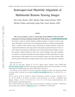 Semisupervised Manifold Alignment of Multimodal Remote Sensing Images