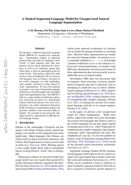 A Masked Segmental Language Model for Unsupervised Natural Language
  Segmentation