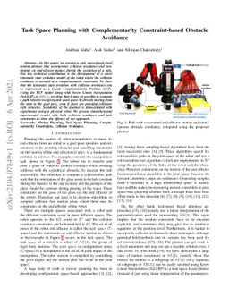 Task Space Planning with Complementarity Constraint-based Obstacle
  Avoidance