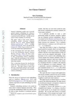 Are Classes Clusters?