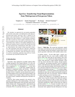 Ego-Exo: Transferring Visual Representations from Third-person to
  First-person Videos