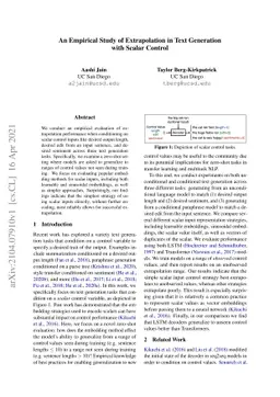 An Empirical Study of Extrapolation in Text Generation with Scalar
  Control