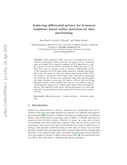 Achieving differential privacy for $k$-nearest neighbors based outlier
  detection by data partitioning