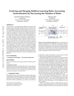 Evolving and Merging Hebbian Learning Rules: Increasing Generalization
  by Decreasing the Number of Rules