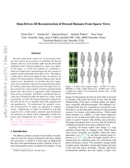 Data-Driven 3D Reconstruction of Dressed Humans From Sparse Views