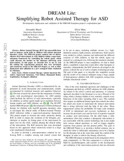 DREAM Lite: Simplifying Robot Assisted Therapy for ASD