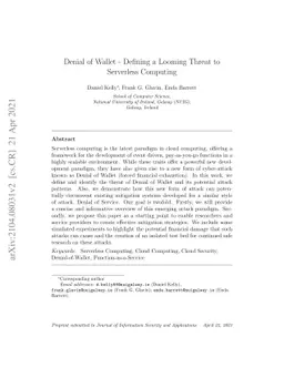 Denial of Wallet -- Defining a Looming Threat to Serverless Computing