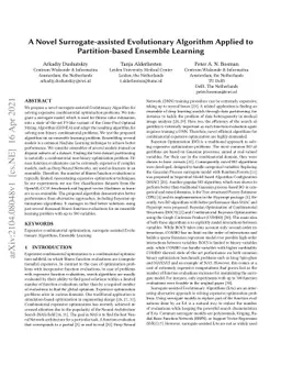 A Novel Surrogate-assisted Evolutionary Algorithm Applied to
  Partition-based Ensemble Learning