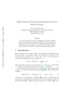 Signed Distance Function Computation from an Implicit Surface