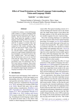 Effect of Visual Extensions on Natural Language Understanding in
  Vision-and-Language Models
