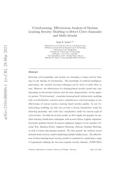 CyberLearning: Effectiveness Analysis of Machine Learning Security
  Modeling to Detect Cyber-Anomalies and Multi-Attacks