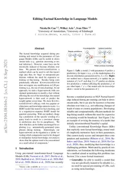 Editing Factual Knowledge in Language Models