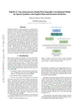TalkNet 2: Non-Autoregressive Depth-Wise Separable Convolutional Model
  for Speech Synthesis with Explicit Pitch and Duration Prediction