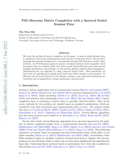 PAC-Bayesian Matrix Completion with a Spectral Scaled Student Prior